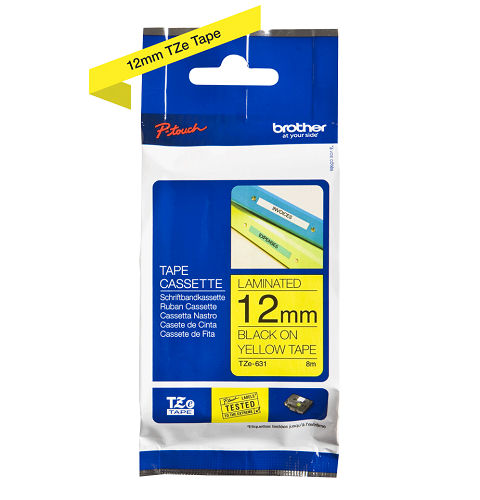 Brother Genuine Black on Yellow P-Touch Tape(TZe-631)