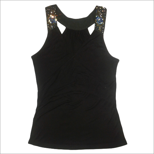 Ladies Black Tank Crop Top