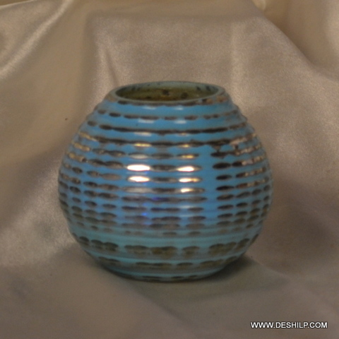 Bowl Shaped Silver Glass T Light Candle Holder - Style: Antique Imitation