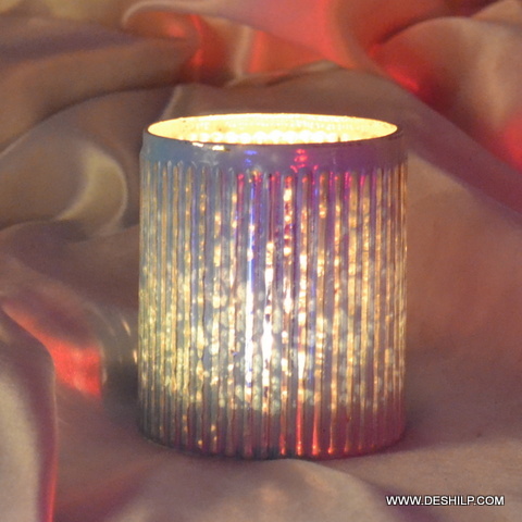 white & purple SILVER GLASS T LIGHT CANDLE HOLDER for party decoration