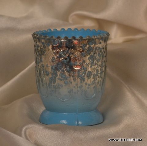 SILVER GLASS MADE DECOR CANDLE VOTIVE