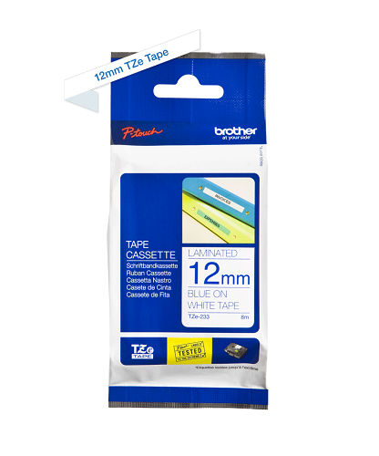 Brother Genuine Blue on White P-Touch Tape(TZe-233)