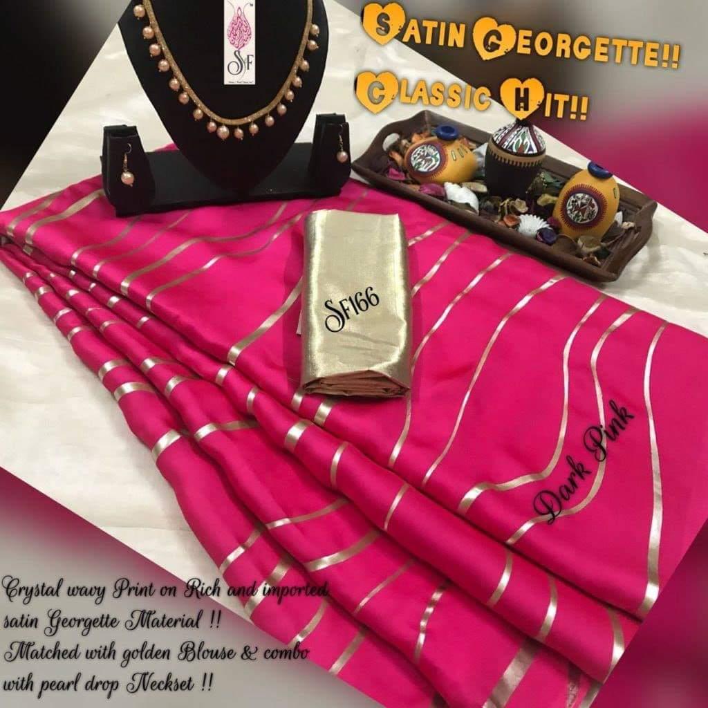 Foil Lehariya Satin Saree