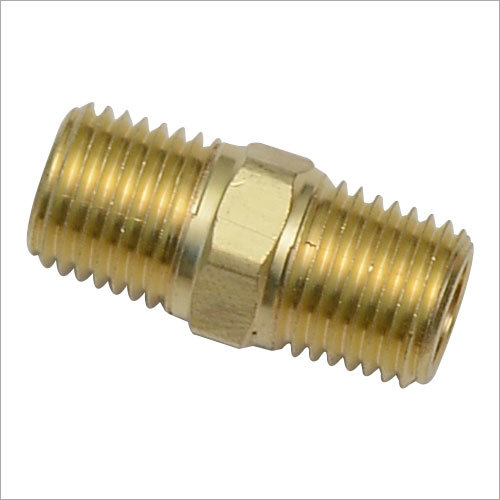 Hex Nipple - Brass Material, 2-6 Inch Size Range | Golden Finish, Micro Machined Precision, High Strength