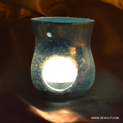 Antique Imitation Silver Finish Glass Aroma Candle