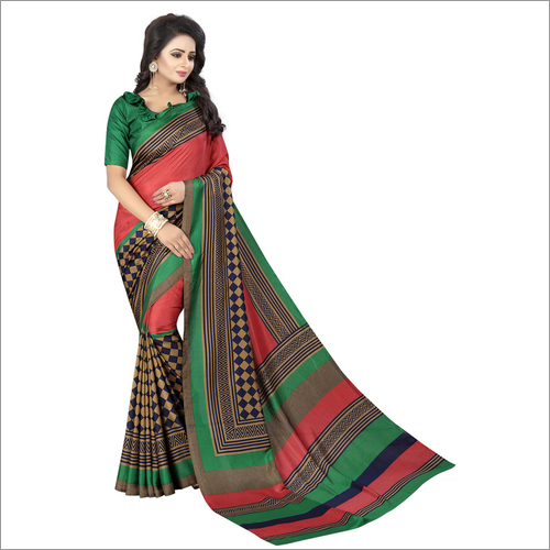 Greeny silk saree