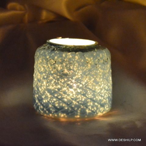 BEAUTIFUL GLASS AND MOSAIC CANDLE VOTIVE