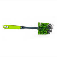 Toilet Brush - Plastic, 12 Inches Long Handle, 2 Inches Round Nylon Bristles, Green Color | Durable, Versatile For Indian And Western Toilets