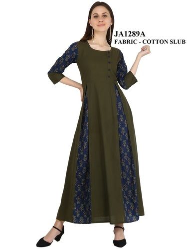 Designer Cotton Green Color Kurti