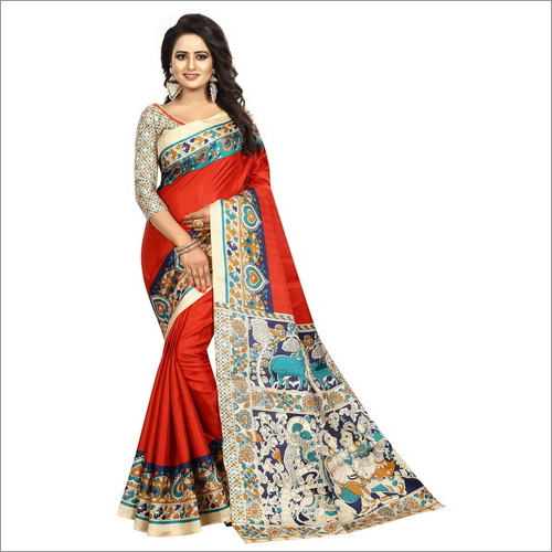 Kalamkari Printed Silk Saree
