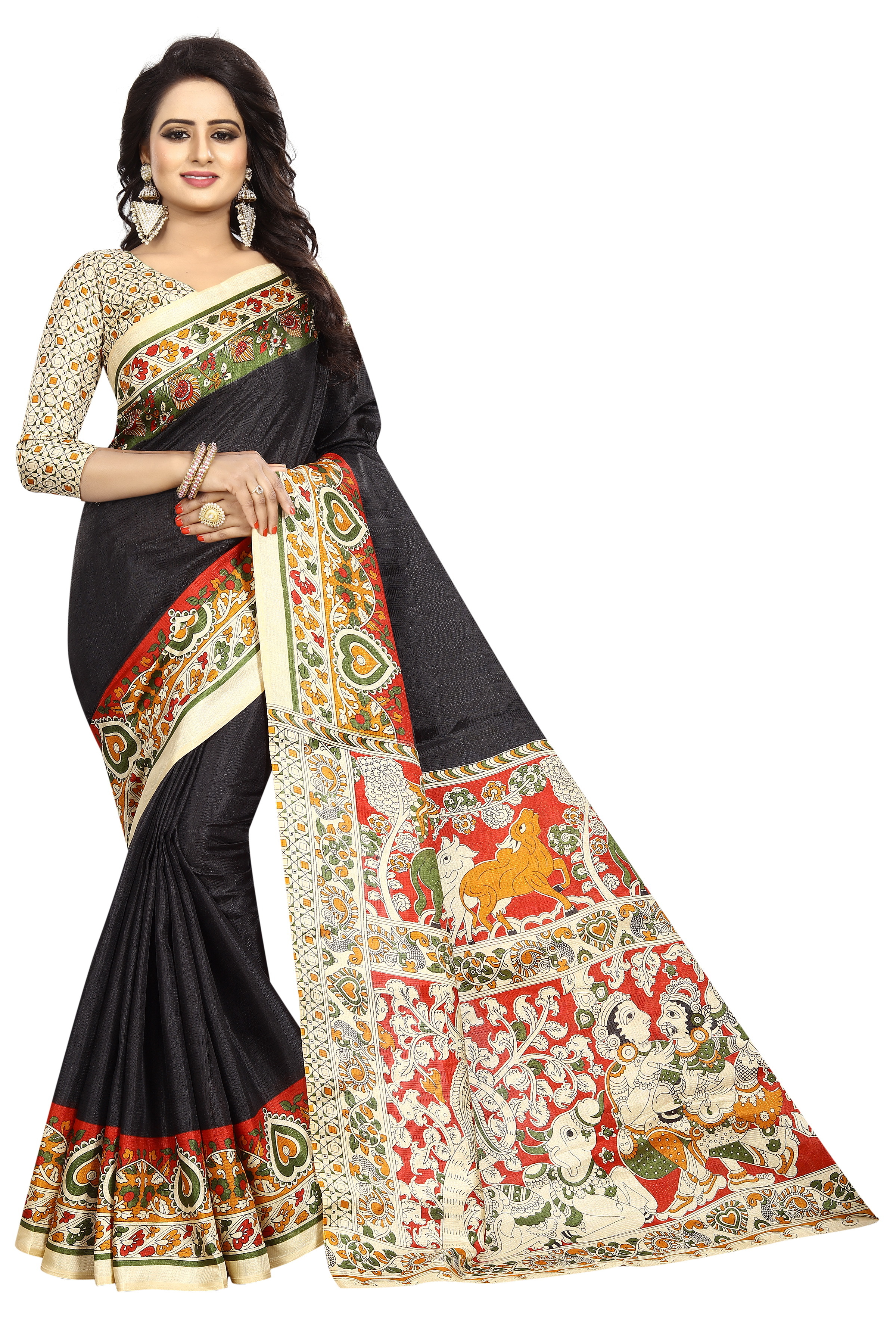 Kalamkari Printed Silk Saree
