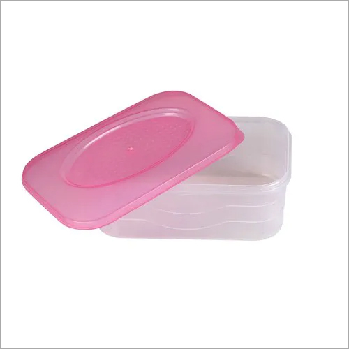 Pink & White Square Plastic Container