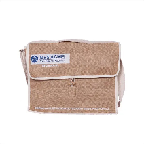 Jute Office Bag - Jute Material, Two Compartments, Natural Jute Color | Lightweight, Elegant Design, Front Lock & Mobile Holder, Unisex Style