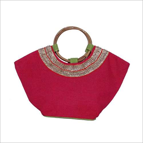 Cane Handle Designer Jute Bag Cane Handle Designer Jute Bag