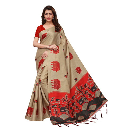 Farm house Kalamkari Silk Saree