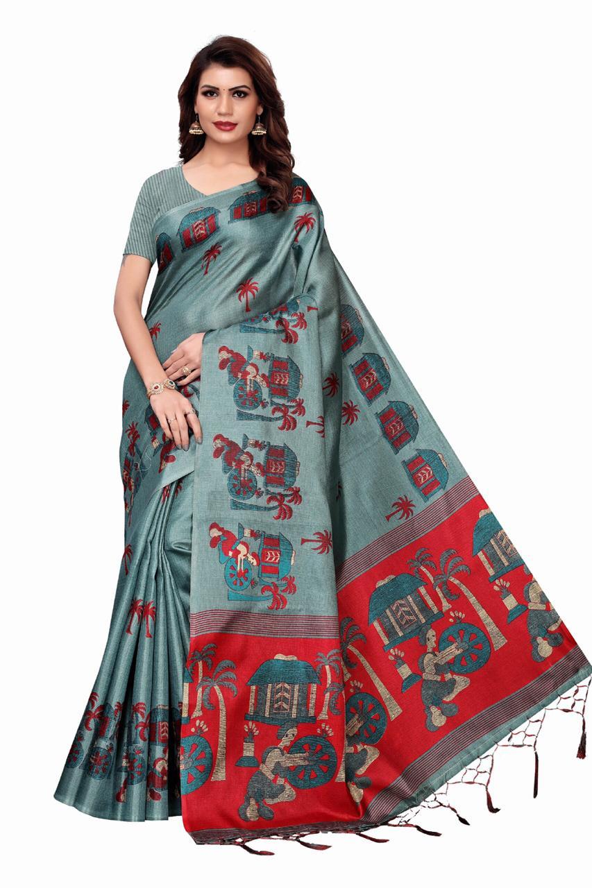 Village Kalamkari Silk Saree