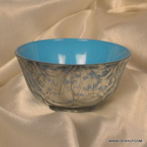 Sky Blue Color Cutting Glass Bowl