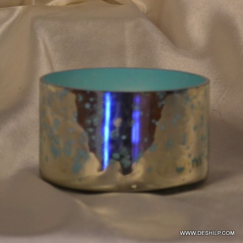 SILVER FINISH GLASS TABLE BOWL