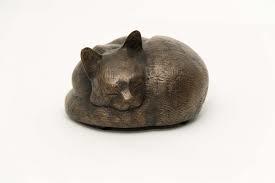 Cat in Basket Urn Bronze