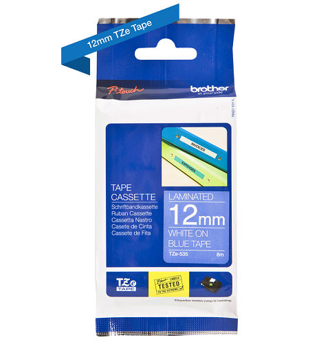 Brother Genuine White on Blue P-Touch Tape(TZe-535) 