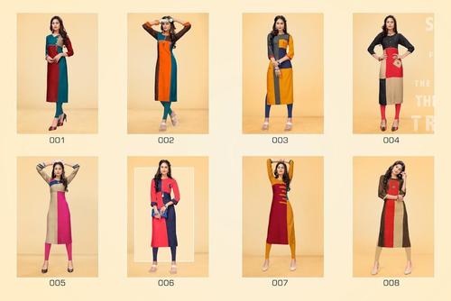 Ladies Rayon Kurti - 14 Kg Cotton Rayon, Sizes M, L, XL, XXL | Breathable, Washable, Waterproof, Long Sleeve, Printed Pattern, Casual and Formal Wear