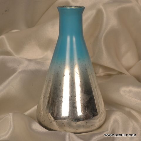 SILVER FINISH GLASS FLOWER VASE