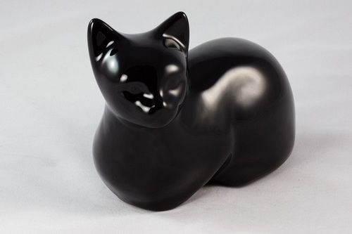 Black Resting Cat Urn