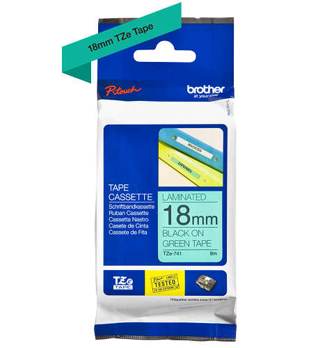 Brother Genuine Black on Green P-Touch Tape(TZe-741)
