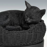 Black Cat in Basket Cremation Urn