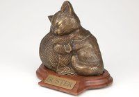 Long Hair Cat Figurine Cremation Urn Engravable