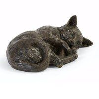 Sleeping Angel Cat Cremation Urn Bronze