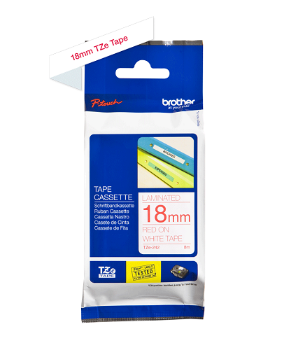 Brother Genuine Red on White P-Touch Tape(TZe-242)