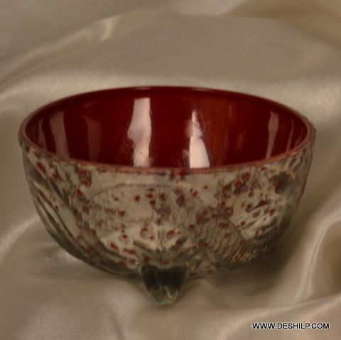 COLORFUL SILVER FINISH GLASS BOWL