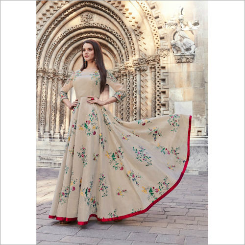 Cotton Women Floral Print Designer Gown