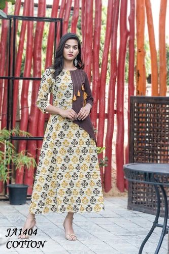 A-Line Embroidered Cotton Kurti