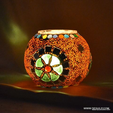 Mosaic Glass Candle Holder Handmade Votive