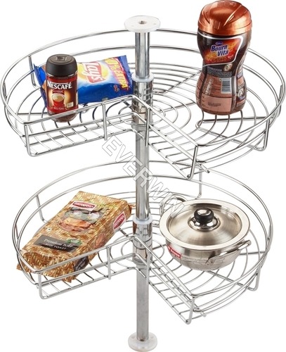 Carrousel Unit - Steel, Silver Color | Modern Design, Durable, Easy to Clean, Eco-Friendly, No Assembly Required, Indian Style
