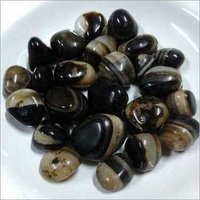 Black Banded Onyx Pebbles - 100mm Size | Luxurious Natural Stone For Landscaping, Decorative Elements, And Aquatic Designs
