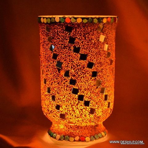 Mosaic Glass Candle Holder Handmade