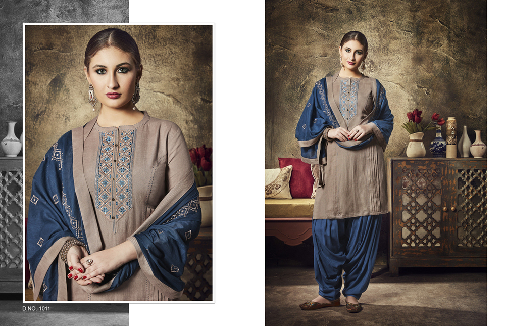 Blue And Brown New Latest Designer Punjabi Suits