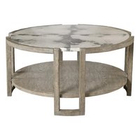 MARBLE TOP AND WOODEN SHELF COFFEE TABLE