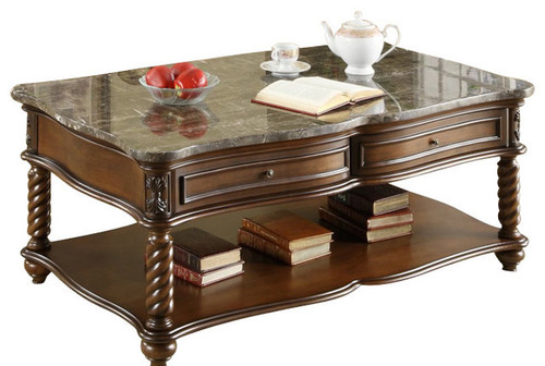 TWO DRAWER & MARBLE TOP COFFEE TABLE