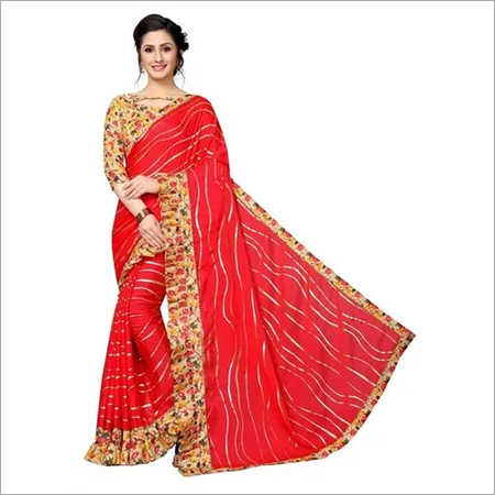 Ruffele Laheriya Satin Saree