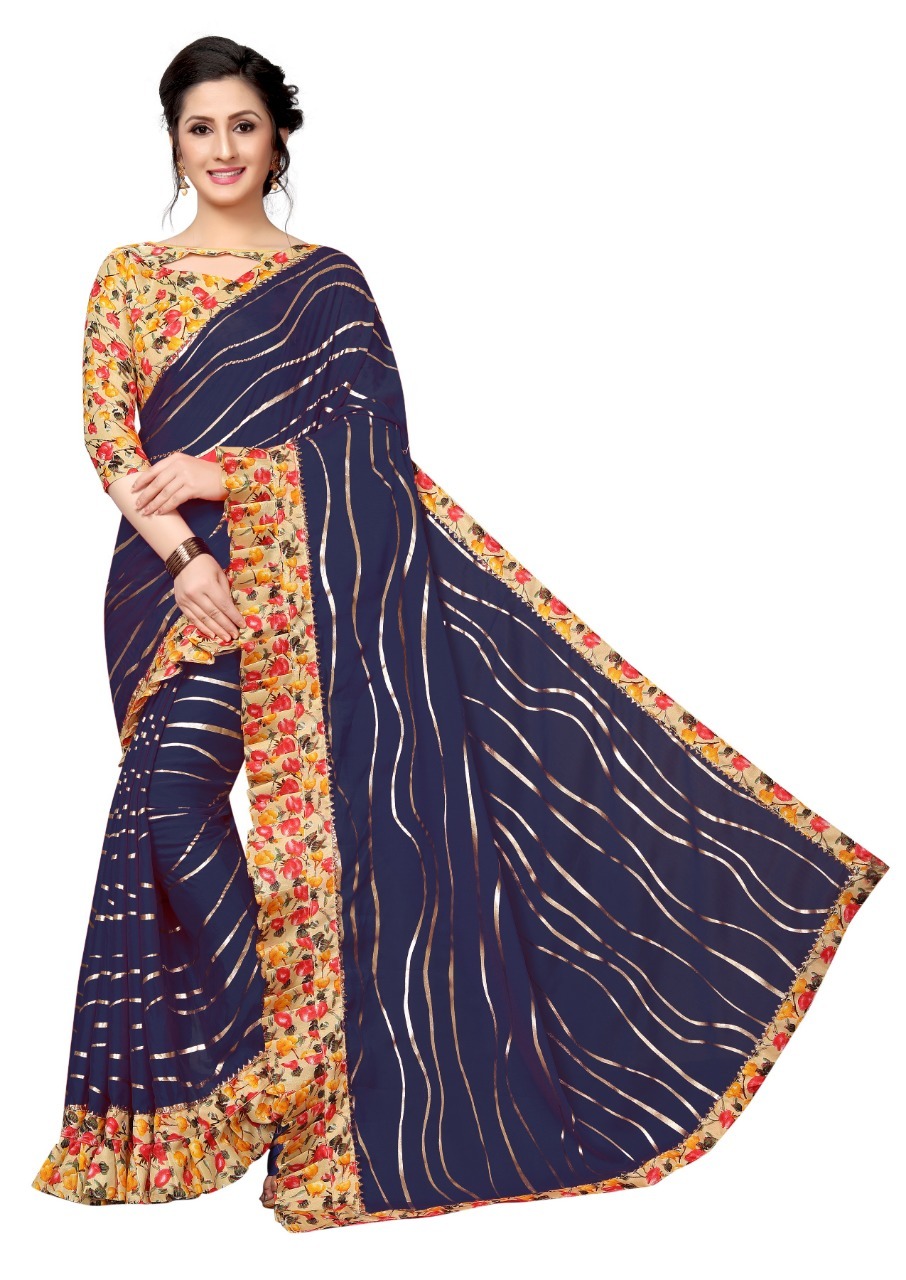 Ruffele Laheriya Satin Saree