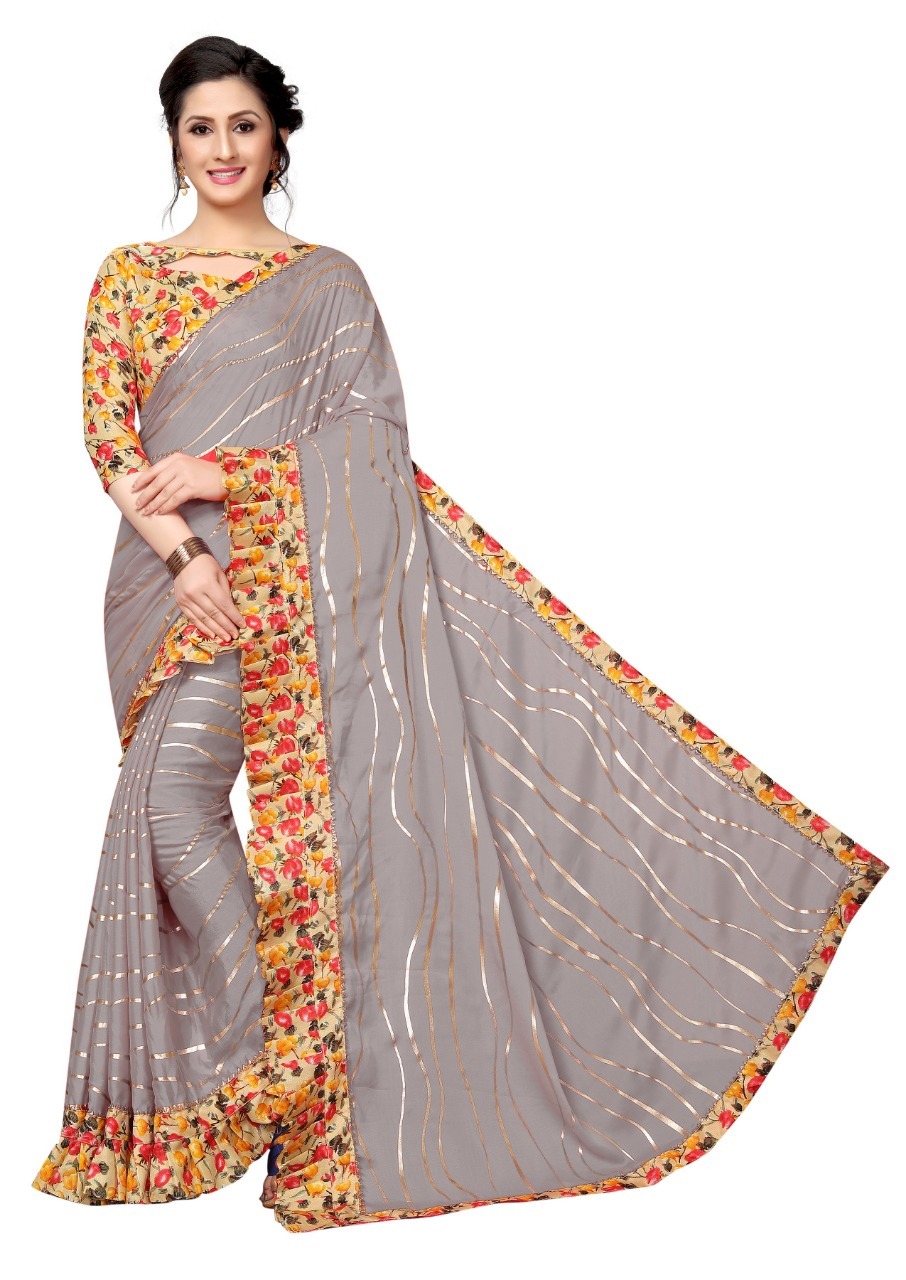 Ruffele Laheriya Satin Saree