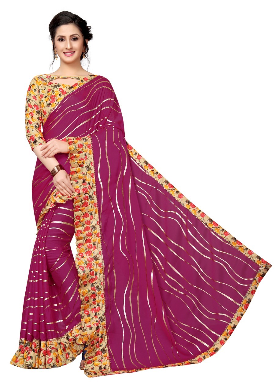 Ruffele Laheriya Satin Saree