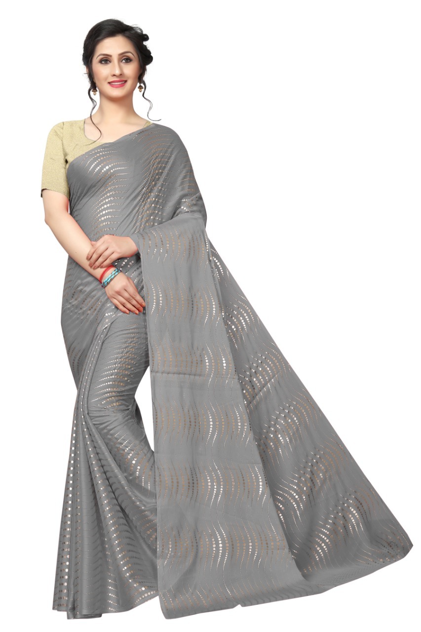 New Foil Bindi Printed Silk Saree