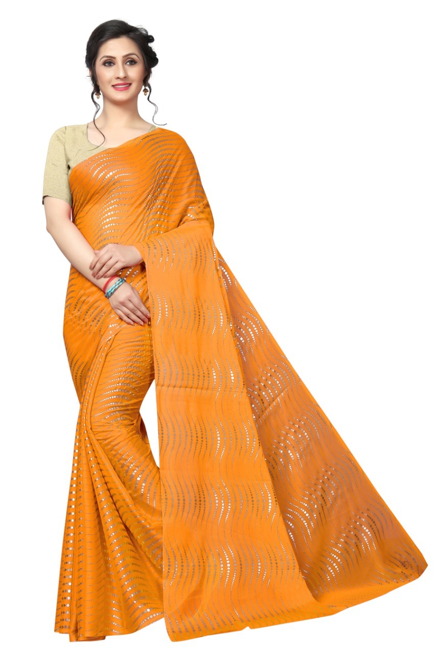 New Foil Bindi Printed Silk Saree