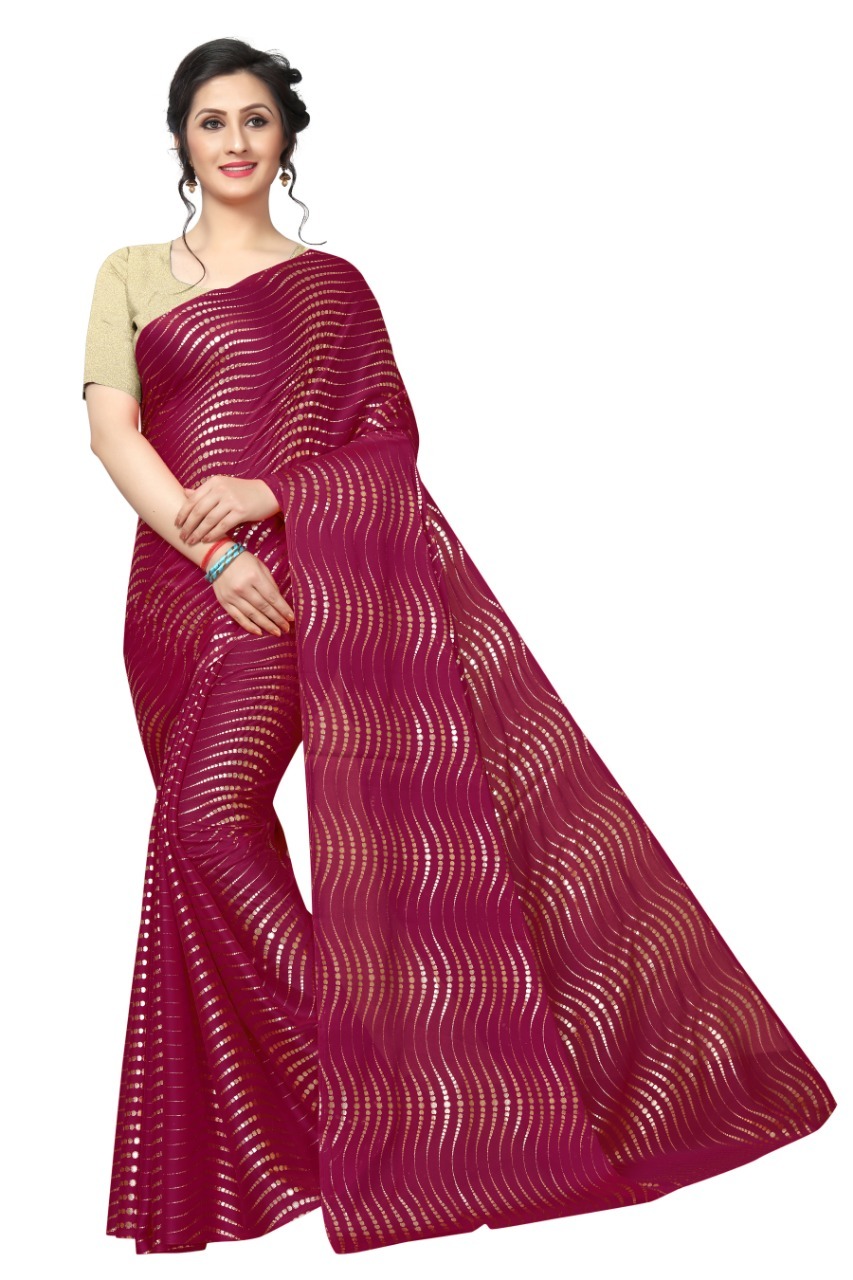 New Foil Bindi Printed Silk Saree