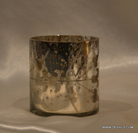 SILVER  FINISH CANDLE HOLDER